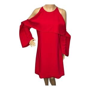 Rosetta Getty Cold Shoulder Sleeve red dress Layer Cutout Cady Size 6 silk